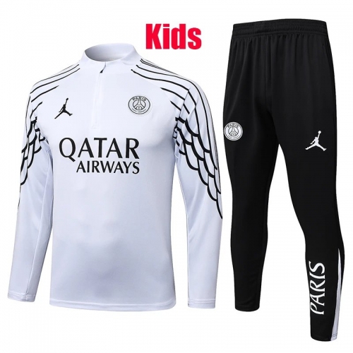 25/26 PSG White Kids Half Pull Tracksuit #E25133 (童装半拉链)