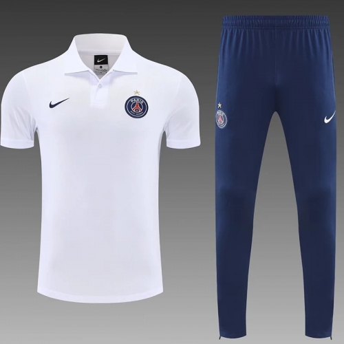 25/26 PSG White polo shirts pants suit