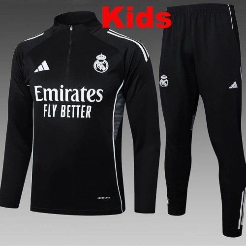 25/26 RMA Black Kids Half Pull Tracksuit #E2511 (半拉链)