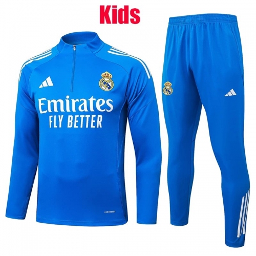 25/26 RMA Blue Kids Half Pull Tracksuit #E25128(童装半拉链)