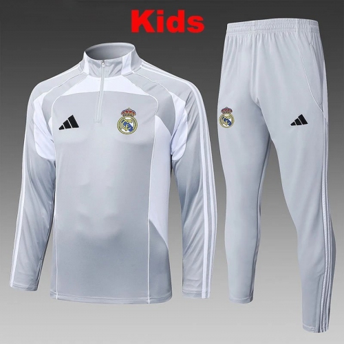 25/26 RMA Grey Kids Half Pull Tracksuit#E25182(半拉链)