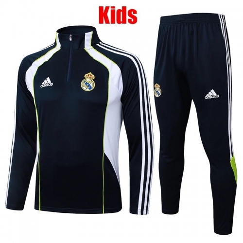25/26 RMA Royal Blue Retro Edition Kids Half Pull Kids Tracksuit #E2573(童装、半拉链)