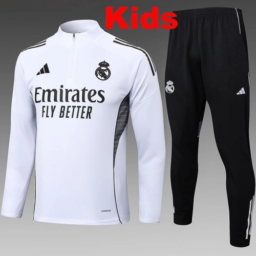 25/26 RMA White Kids Half Pull Tracksuit #E2508 (半拉链)