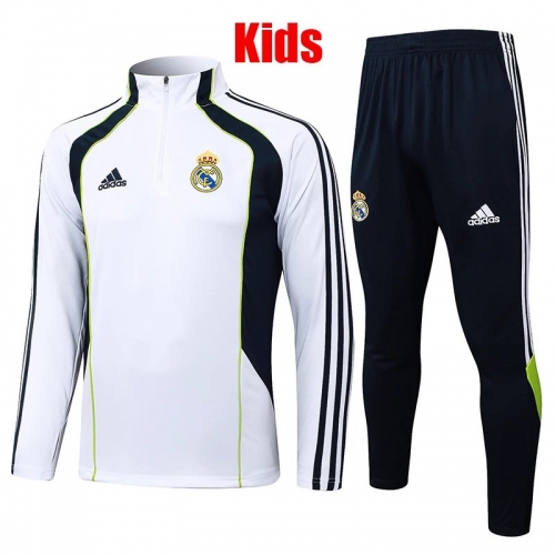 25/26 RMA White Retro Edition Half Pull Kids Tracksuit #E2572(童装、半拉链)