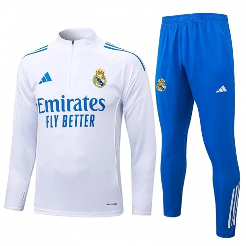 25/26 RMA White &Blue Half Pull Tracksuit #B2568(半拉链)