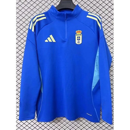 25/26 Real Oviedo Blue Half Pull Tracksuit Tops (半拉链)