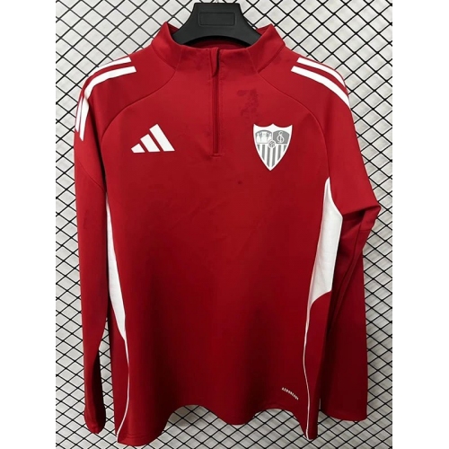 25/26 Sevilla Red Half Pull Tracksuit Tops (半拉链)