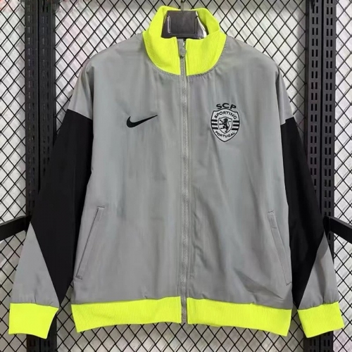25/26 Sporting Lisbon Grey Ｗaterproof Retro windbreaker