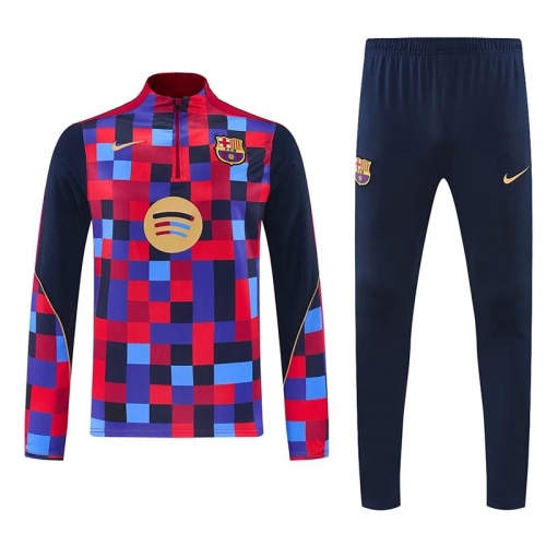 26/27 BAR Red&Blue Checkered Pattern Half Pull Tracksuit# (半拉链)