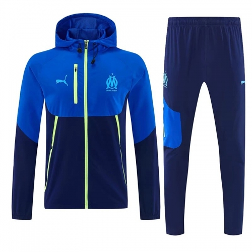 26/27 Marseille Royal Blue HoodedWindbreaker Tracksuit