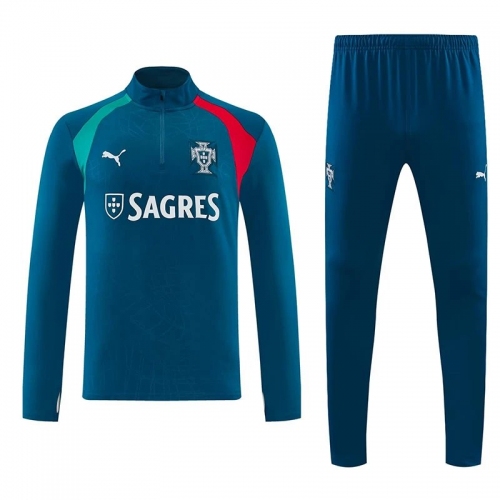 26/27 Portugal Grey Blue Half Pull Tracksuit# (半拉链)