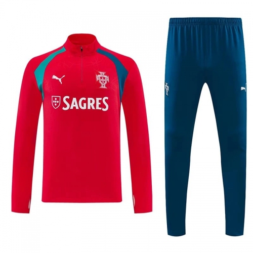 26/27 Portugal Red Half Pull Tracksuit# (半拉链)