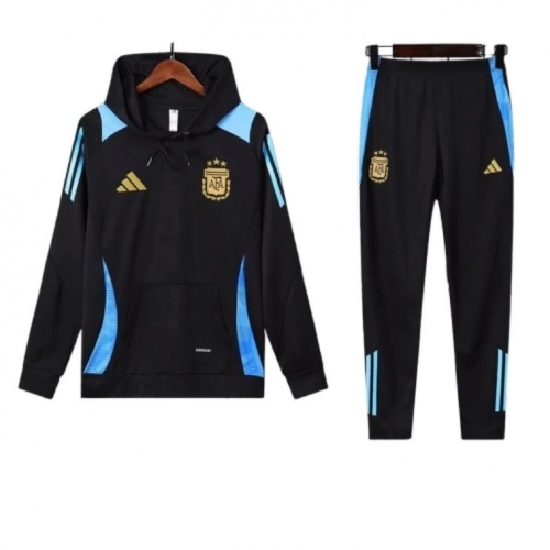 Argentina Nation 2024-25 Hooded Black Training Tracksuit Kits