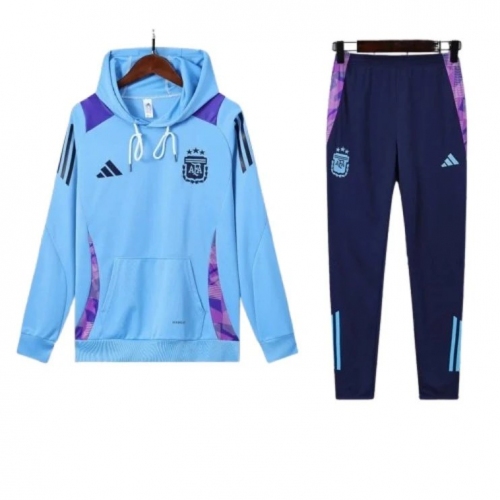 Argentina Nation 2024-25 Hooded Blue Training Tracksuit Kit