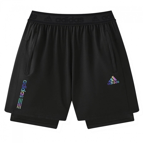 2026 AD Black Double Layered Sports Shorts#A2002金标黑色