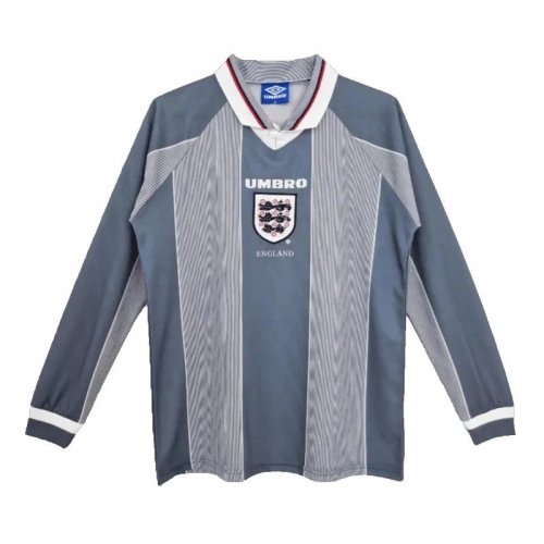 1996 England Retro Away Long Sleeve Jersey Replica Euro Cup