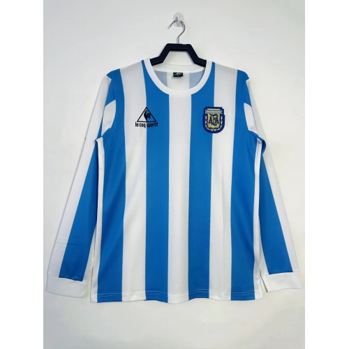 Argentina Home Long Sleeve Retro Jersey 1986