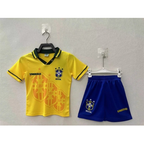 Brazil Home Retro Kids Jersey 1994