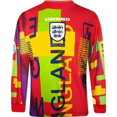 England Nation 95-96 Retro GoalKeeper Long Sleeve Kit Vintage Shirt Soccer Jersey