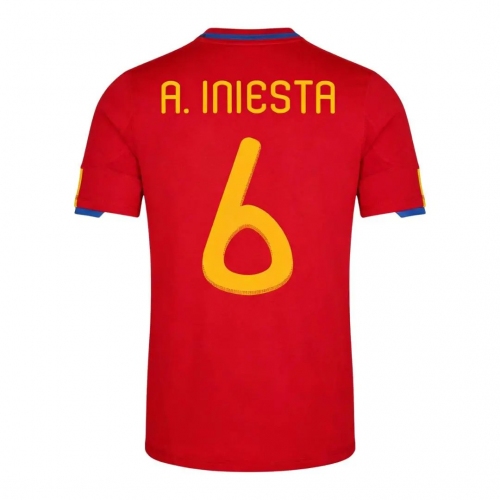Retro Soccer Jersey A. INIESTA #6 Spain Home 2010