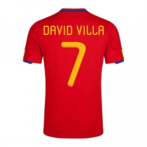 Retro Soccer Jersey DAVID VILLA #7 Spain Home 2010