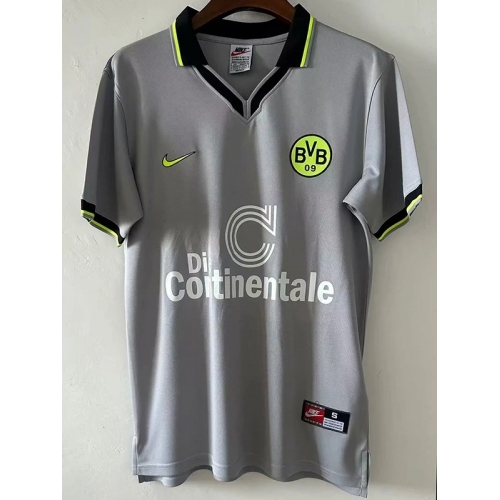 1997 Dortmund UCL Away Grey Retro Soccer Jersey