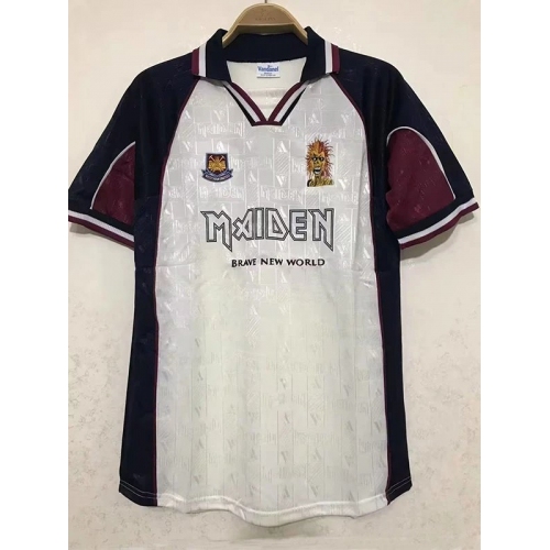 1999 West Ham #7 Iron Maiden Away Retro Soccer Jersey