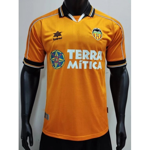 1999/2000 Valencia Yellow Retro Soccer Jersey