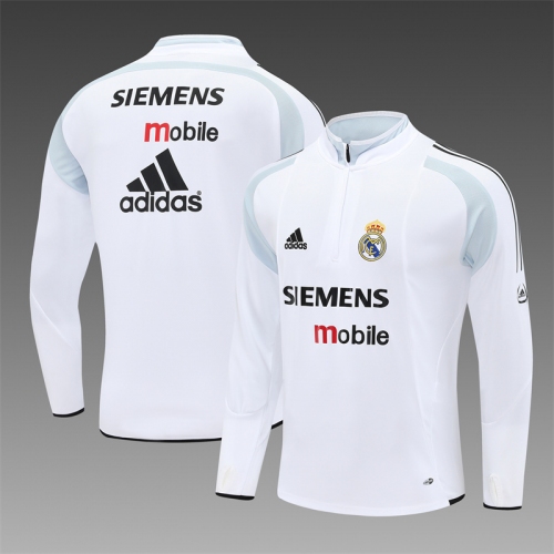 2004/2005 Retro Real Madrid Half-Pull Training Suit White Football Shirt