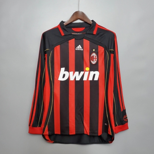 2006/2007 Retro Long Sleeve AC Milan Home Football Shirt