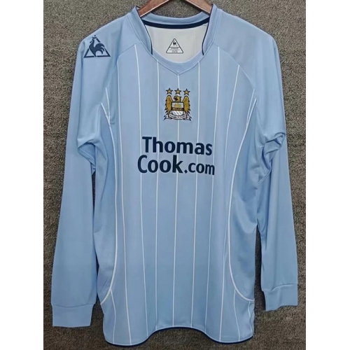 2007/2008 Man City Home Long Sleeve Retro Soccer Jersey