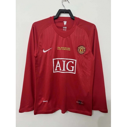 2007/2008 Retro Long Sleeve Manchester United Home Champions League Edition Football Shirt