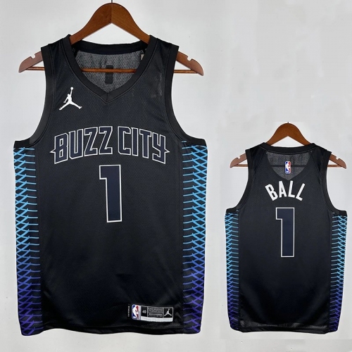 17/18 Hornets BALL #1 Black(City Edition) Top Quality Hot Pressing NBA Jersey( 城市版)