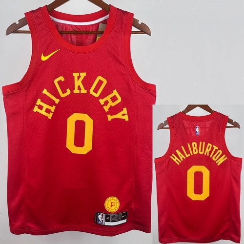 18/19 Indiana Pacers HALIBURTON #0 Red Retro Top Quality Hot Pressing NBA Jersey