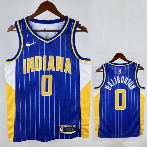19/20 Indiana Pacers HALIBURTON #0 Blue Zhiwen City Edition Top Quality Hot Pressing NBA Jersey 城市版