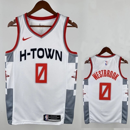 19/20 ROCKETS Russell Westbrook # 0 White Top Quality Hot Pressing NBA Jersey (City Edition)城市版