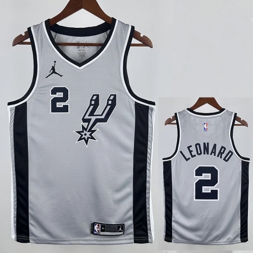 20/21 Sa Spurs LEONARD #2 Grey Flying Man Edition Top Quality Hot Pressing NBA Jersey(飞人）