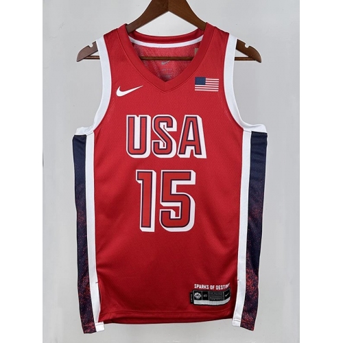 2024 Olympic Game USA BOOKER #15 Red Basketball Jersey