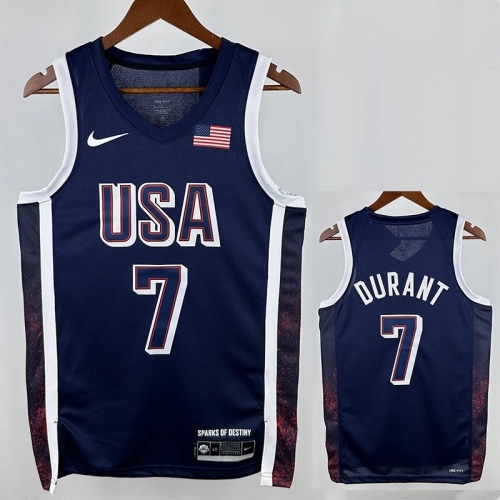 2024 Olympic Game USA DURANT # 7 Blue Basketball Jersey