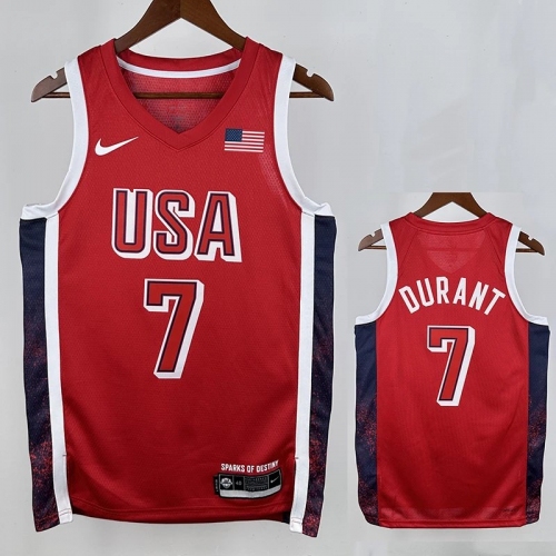 2024 Olympic Game USA DURANT # 7 Red Basketball Jersey