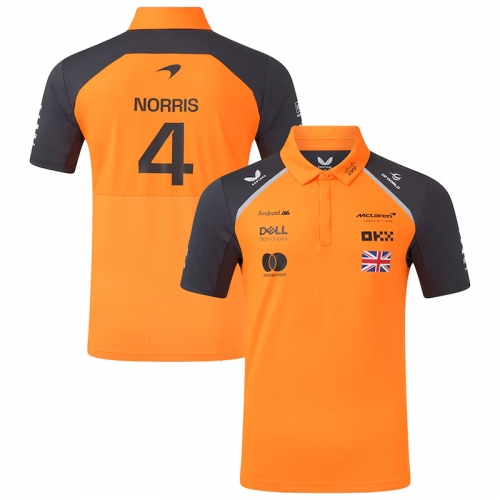 2025 McLaren Orange #4 Polo Racing Suit(翻领)