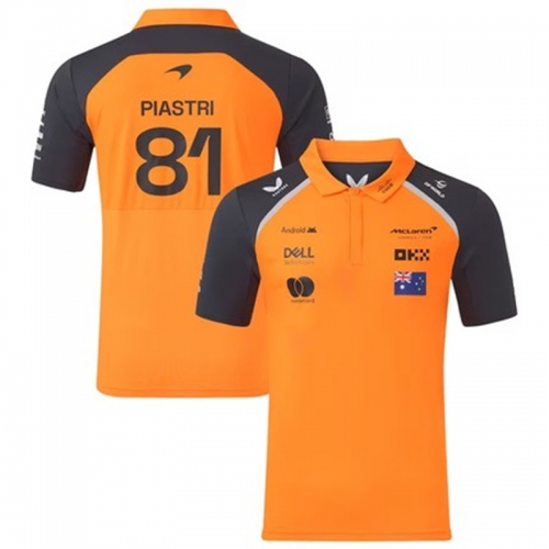 2025 McLaren Orange #81 Polo Racing Suit(翻领)