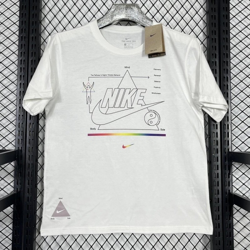 2025 T242 NK Triangle pattern White Pure Cotton T-shirt