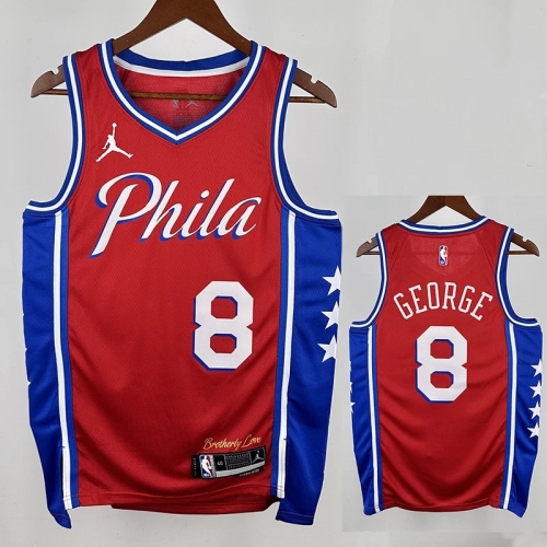 22/23 76ERS GEORGE # 8 Red Flying Man Top Quality Hot Pressing NBA Jersey飞人版
