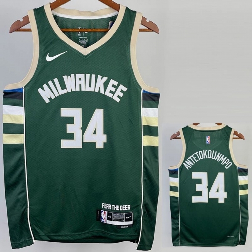 22/23 BUCKS ANTETOKOUNMPO #34 Green Top Quality Hot Pressing NBA Jersey