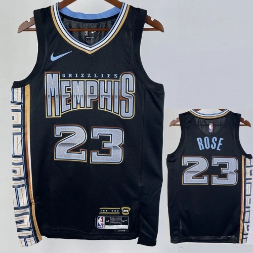 22/23 Grizzlies ROSE #23 Black City Edition Top Quality Hot Pressing NBA Jersey