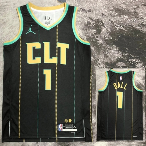 22/23 HORNETS BALL #1 Black City Edition Top Quality Hot Pressing NBA Jersey