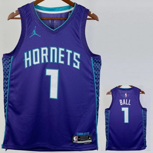 22/23 HORNETS BALL #1 Blue Top Quality Hot Pressing NBA Jersey (Trapeze Edition) 飞人版