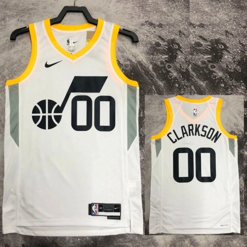 22/23 JAZZ CLARKSON #00 White Top Quality Hot Pressing NBA Jersey