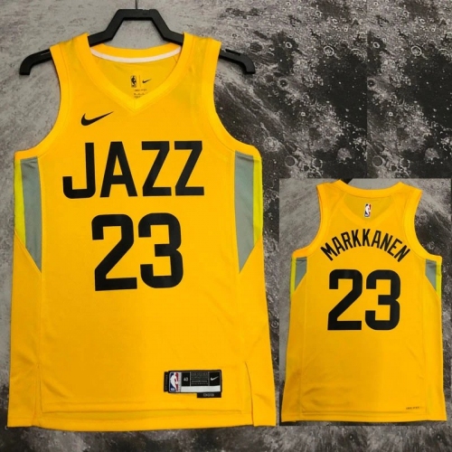 22/23 JAZZ MARKKANEN #23 Yellow Top Quality Hot Pressing NBA Jersey